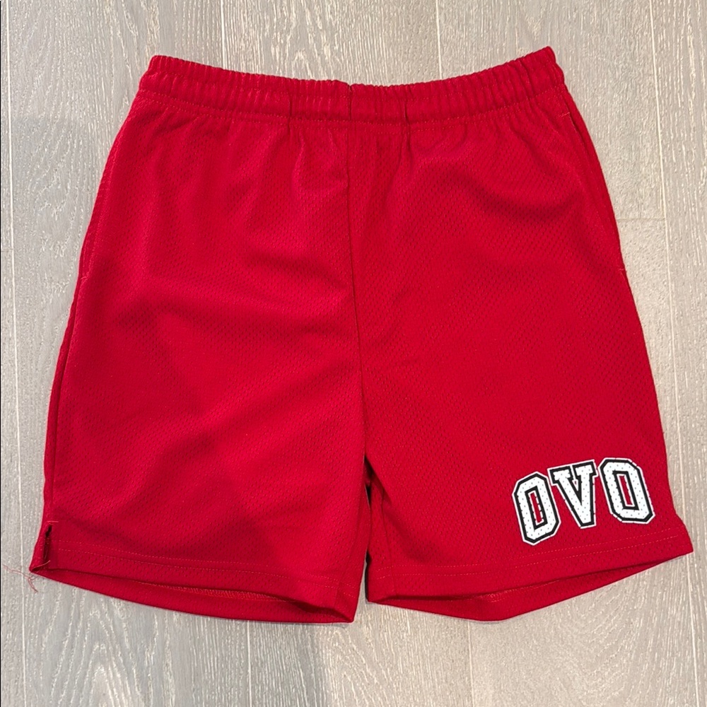 Men’s red OVO athletic shorts